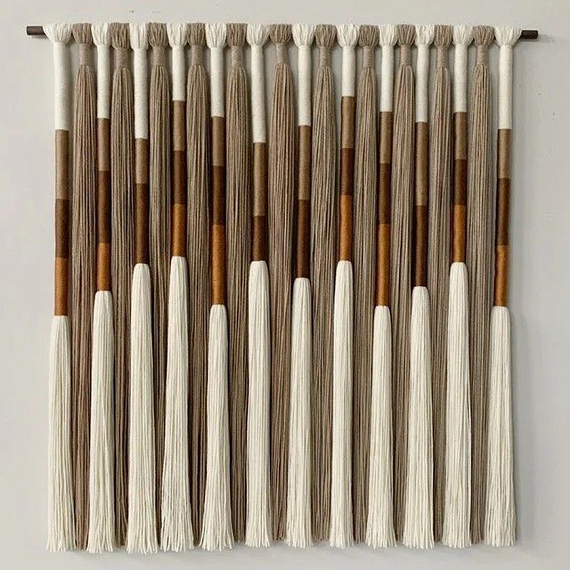 Текстильное Панно Макраме для ресторана Mexico Wall Hanging  Белый Мульти в Твери | Loft Concept 