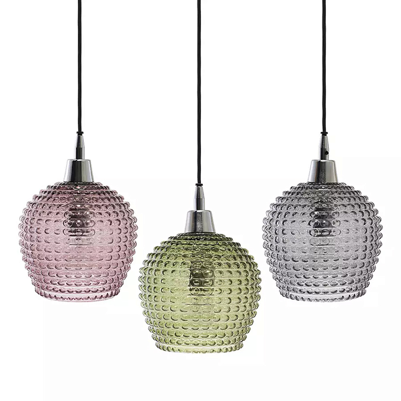 Подвесной светильник каскадный с 3-мя рельефными плафонами Cascade with Relief Lampshades Серый Зеленый Сливовый Черный Подвесной светильник каскадный с 3-мя рельефными плафонами Cascade with Relief Lampshades Серый Зеленый Сливовый Черный в Твери | Loft Concept