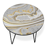 Стол журнальный c круглой столешницей из стекла серого цвета Gray and Gold Marble варинант исполнения - 2 | Loft Concept в Твери