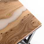 Кофейный столик со столешницей карагач и эпоксидной смолы Trina Coffee Table варинант исполнения - 2 | Loft Concept в Твери