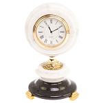 Часы настольные бронзовые из натуральных камней Мрамор и Змеевик Stone Clock варинант исполнения - 1 | Loft Concept в Твери