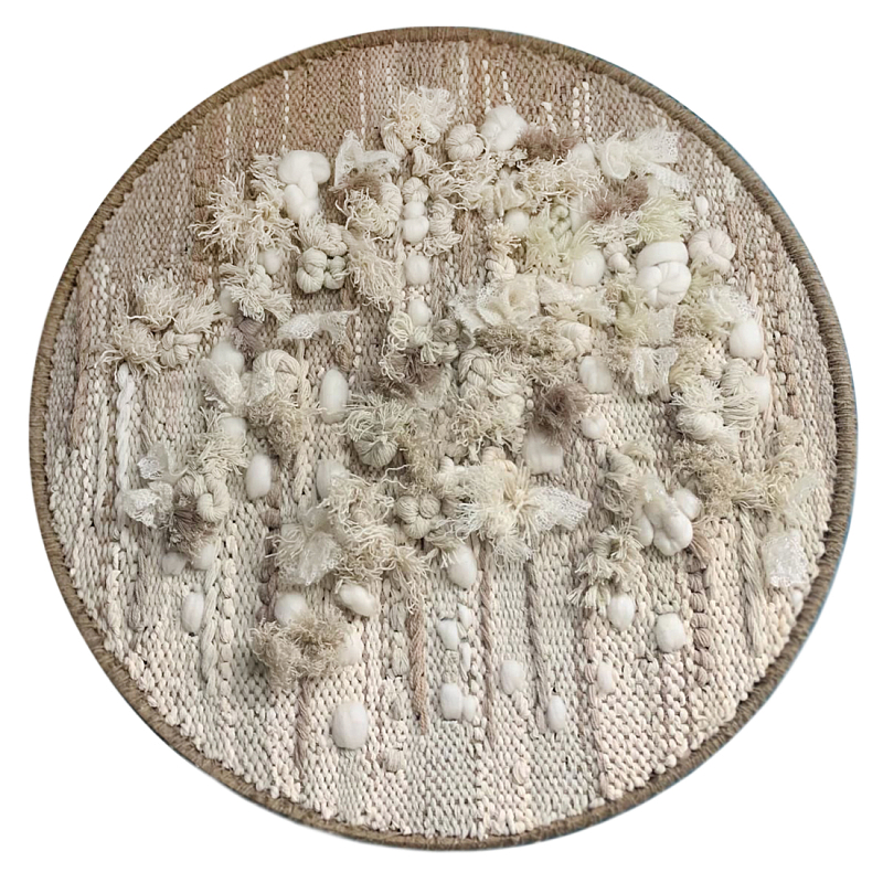 Круглый Вязанный Гобелен Абстракция Breath of Mist Wall Hanging Светло-бежевый Коричневый в Твери | Loft Concept 