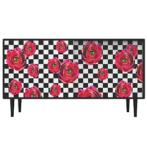 Комод Toiletpaper Roses on check Retro Furniture with a Surreal Mood