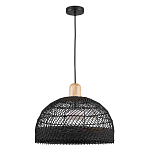 Подвесной светильник с округлым абажуром из черного ротанга Wicker Furniture варинант исполнения - 2 | Loft Concept в Твери