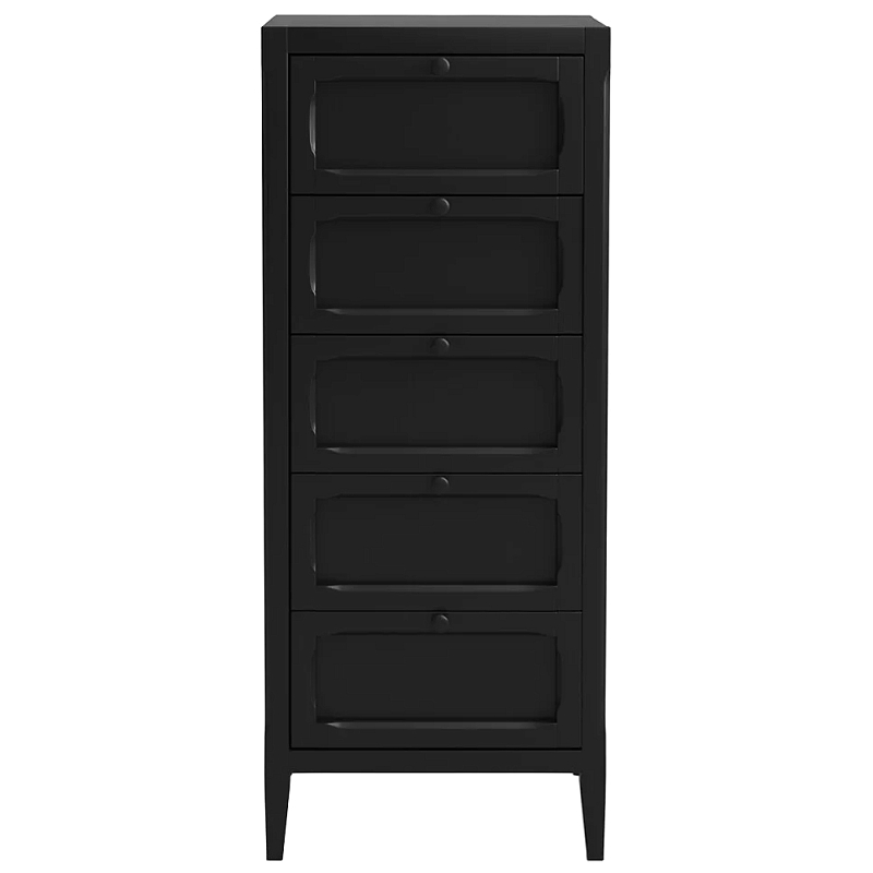 Комод узкий с 5-ю ящиками черный Silva Black Chest of Drawers Черный Комод узкий с 5-ю ящиками черный Silva Black Chest of Drawers Черный в Твери | Loft Concept