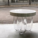 Дизайнерский журнальный стол на 3-х овальных прозрачных ножках Tukutic варинант исполнения - 2 | Loft Concept в Твери