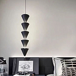 Подвесной светильник светодиодный в виде ряда черных металлических конусов  Herringbone варинант исполнения - 5 | Loft Concept в Твери