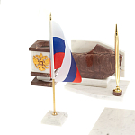 Настольный письменный набор из мрамора и лемезита с гербом и флагом России Marble Accessory варинант исполнения - 3 | Loft Concept в Твери
