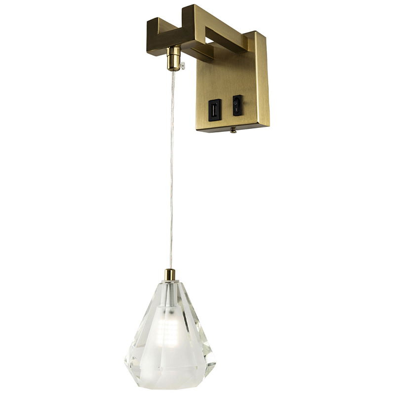 Бра со стеклянным плафоном Albain Glass Wall Lamp Прозрачное Стекло Латунь Бра со стеклянным плафоном Albain Glass Wall Lamp Прозрачное Стекло Латунь в Твери | Loft Concept