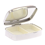 Таблетница карманная прямоугольная на 2 отделения с зеркалом и накладкой из натурального камня Лазурит Silver Stone Pillboxes варинант исполнения - 3 | Loft Concept в Твери