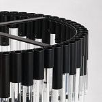 Люстра круглая из матового черного металла с подвесками из прозрачных стеклянных трубок Noir Tubes варинант исполнения - 9 | Loft Concept в Твери