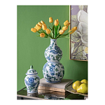 Ваза фигурная с сине-зелеными узорами распустившихся цветов Blossoming Spring варинант исполнения - 4 | Loft Concept в Твери