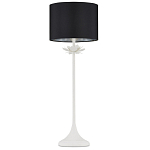 Настольная лампа с декором в виде белого цветка магнолии на каркасе и черным абажуром White Magnolia варинант исполнения - 3 | Loft Concept в Твери