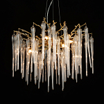 Люстра золотого цвета с декоративными ветками и длинными прозрачными стеклянными подвесами в форме сосулек Droplet Chandelier варинант исполнения - 3 | Loft Concept в Твери