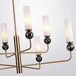 Люстра на штанге с 8-ю цилиндрическими матовыми плафонами и шарами из камня Orb Essence варинант исполнения - 7 | Loft Concept в Твери