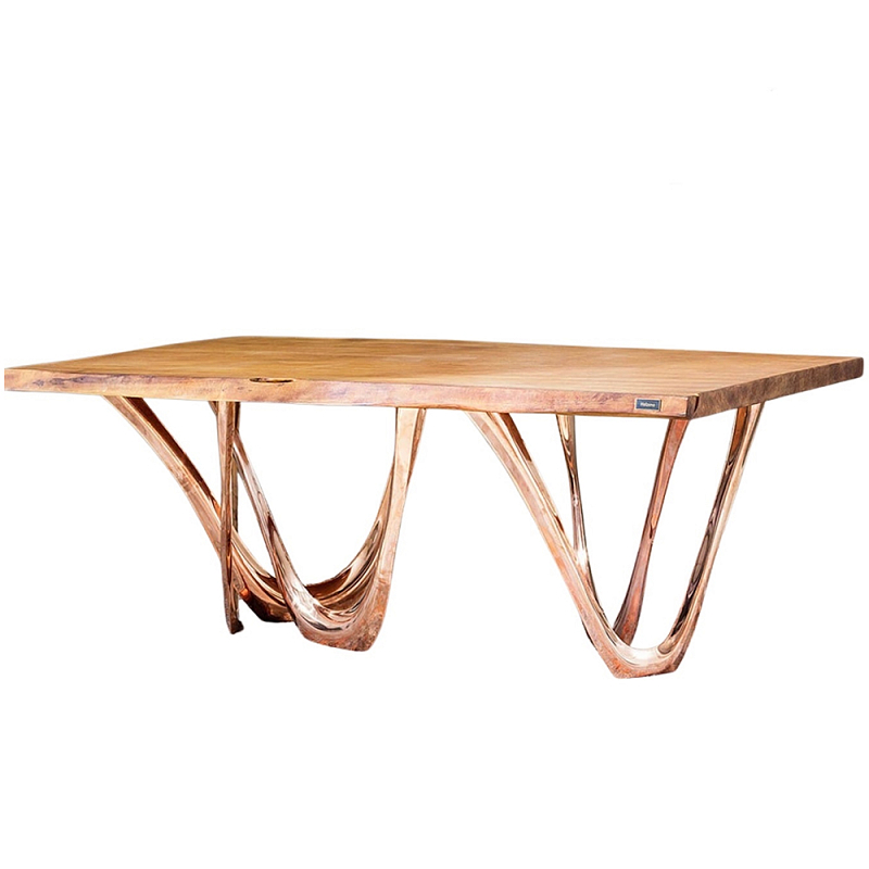 Обеденный стол прямоугольный с фигурными ножками G-table Золотой Обеденный стол прямоугольный с фигурными ножками G-table Золотой в Твери | Loft Concept