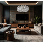 Круглая люстра с хрустальными подвесками на серебряном каркасе Gorgeous Crystal Light варинант исполнения - 12 | Loft Concept в Твери