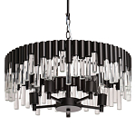 Люстра круглая из матового черного металла с подвесками из прозрачных стеклянных трубок Noir Tubes варинант исполнения - 1 | Loft Concept в Твери