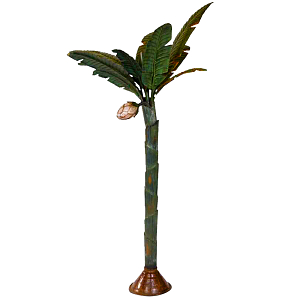 Торшер Дизайнерский Зеленый Банан Painted Metal Sculpture of Palm or Banana Tree and Flower