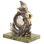 Часы настольные бронзовые в виде русалочки из натурального камня Змеевик Mermaid Stone Clock варинант исполнения - 2 | Loft Concept в Твери