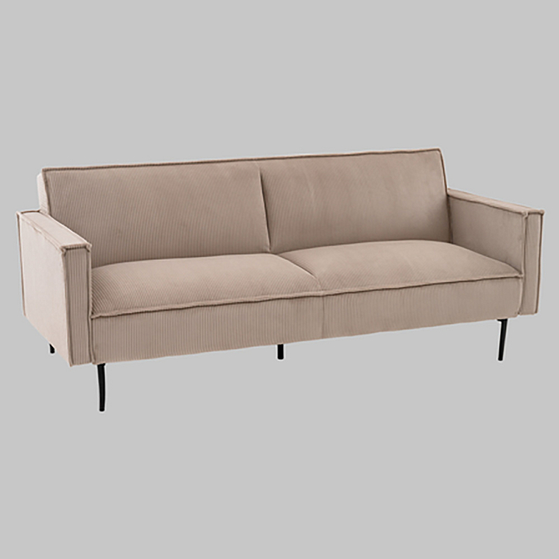 Диван современный вельветовый прямой Worcester Бежевый  Капучино  Черный в Твери | Loft Concept 