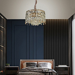 Люстра круглая с хрустальными подвесками на золотистом каркасе Roul Crystal Light варинант исполнения - 13 | Loft Concept в Твери