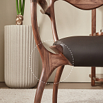 Стул деревянный с мягким сиденьем из коричневой натуральной кожи Moon Walnut Furniture варинант исполнения - 3 | Loft Concept в Твери