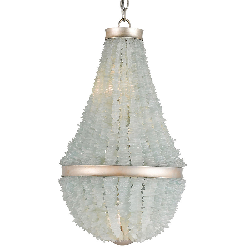 Люстра с каскадом из стеклянных декоративных элементов Shining Sea Glass Серебряный Люстра с каскадом из стеклянных декоративных элементов Shining Sea Glass Серебряный в Твери | Loft Concept
