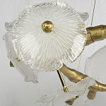 Люстра подвесная круглая с ветвистыми бронзовыми элементами и стеклянными рифлеными дисками Textured Glass Chandelier варинант исполнения - 4 | Loft Concept в Твери