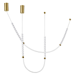 Подвесной светильник с 3-мя изогнутыми плафонами и белыми декоративными шариками PEARLS Suspension варинант исполнения - 2 | Loft Concept в Твери