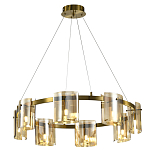 Люстра светодиодная с 8-ю цилиндрическими плафонами янтарного цвета из стекла и стали Andrea Сhandelier Amber варинант исполнения - 1 | Loft Concept в Твери