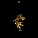 Люстра подвесная вытянутой формы с плафонами из стекла и металла с тремя вертикальными подвесками Gilded Mirage  варинант исполнения - 7 | Loft Concept в Твери