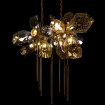 Люстра подвесная с 18-ю стеклянными плафонами с вертикальными подвесками Gilded Mirage  варинант исполнения - 8 | Loft Concept в Твери