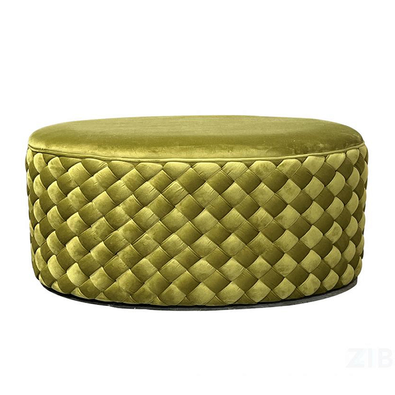 Пуф овальный плетеный оливкового цвета Pool Woven Velour Оливковый в Твери | Loft Concept 