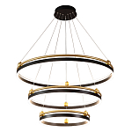 Люстра подвесная с тремя кольцами черного и золотого цвета Ring Horizontal варинант исполнения - 2 | Loft Concept в Твери