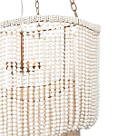 Двухъярусная люстра с подвесками из круглых деревянных бусин белая White Beads Two-tier Chandelier варинант исполнения - 3 | Loft Concept в Твери