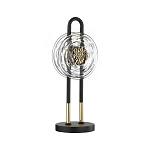 Настольная лампа черного цвета с круглым прозрачным стеклянным плафоном Virelia  варинант исполнения - 1 | Loft Concept в Твери