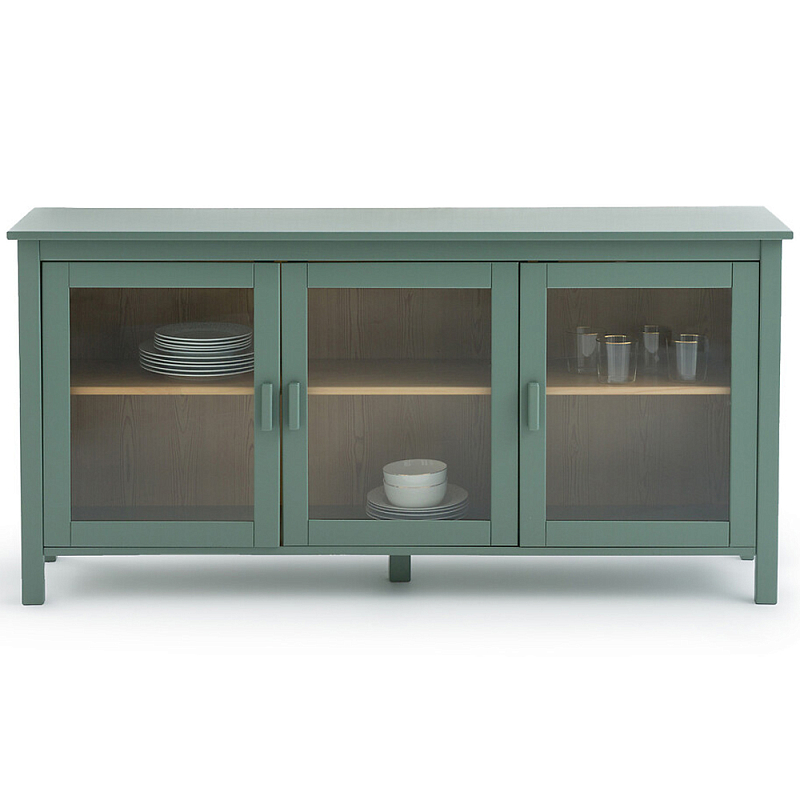 Шкаф-витрина низкий Cosette Cabinet Зеленый шалфей Прозрачное Стекло Древесина Шкаф-витрина низкий Cosette Cabinet Зеленый шалфей Прозрачное Стекло Древесина в Твери | Loft Concept