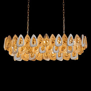 Люстра овальная с многослойными белыми и прозрачными подвесками Character Chandelier
