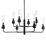 Люстра с 8-ю плафонами в форме стеклянных трубок и мраморных декоративных элементов Montreal варинант исполнения - 2 | Loft Concept в Твери