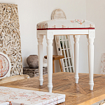 Банкетка одноместная из массива бука бежевая с растительным орнаментом Raffael Beige Floral Banquette варинант исполнения - 6 | Loft Concept в Твери