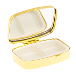 Таблетница карманная прямоугольная с 2-мя отделениями с зеркалом и накладкой из натурального камня Флюорит Gold Stone Pillboxes варинант исполнения - 3 | Loft Concept в Твери