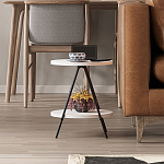 Стол приставной с 2-мя круглыми белыми столешницами ESSEL SIDE TABLE WHITE варинант исполнения - 10 | Loft Concept в Твери