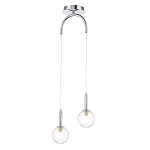 Подвесной светильник с 2-мя рельефными прозрачными плафонами из стекла и основанием цвета Хром Perforated Glass Bubbles варинант исполнения - 2 | Loft Concept в Твери