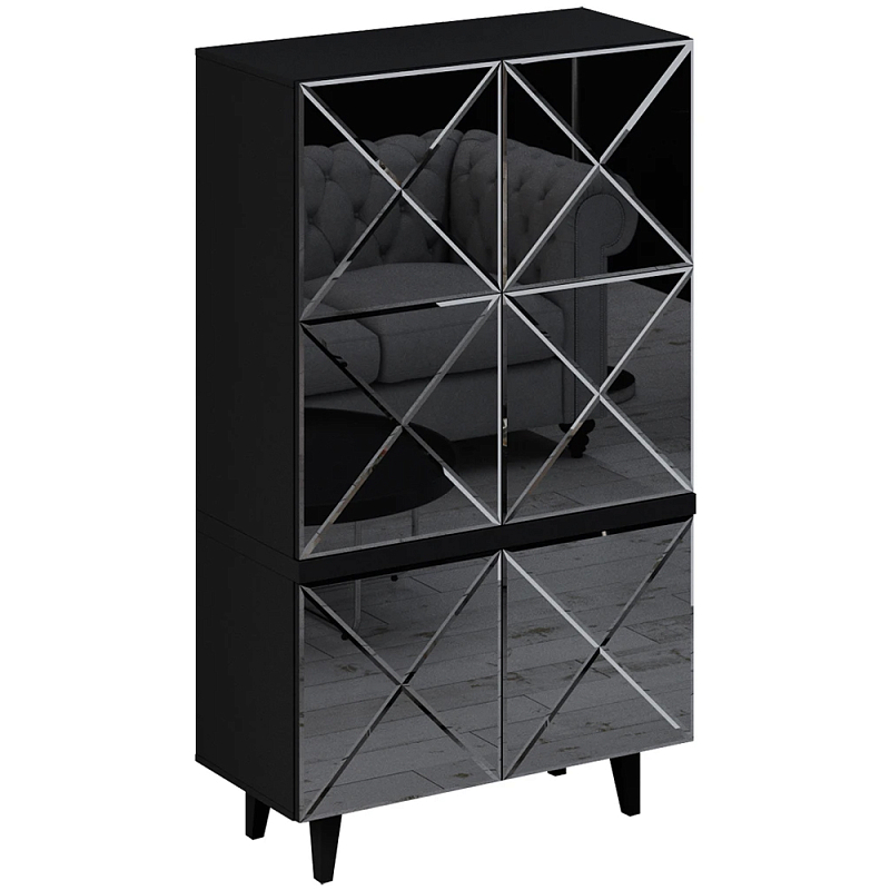 Шкаф-буфет Arden Mirror Cupboard Зеркало Белый Черный Шкаф-буфет Arden Mirror Cupboard Зеркало Белый Черный в Твери | Loft Concept