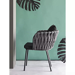 Стул мягкий с декором в виде плетеных лент на спинке и подлокотниках Semicircular Chair Decorated with Ribbons варинант исполнения - 2 | Loft Concept в Твери