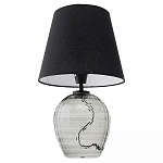 Настольная лампа с черным тканевым абажуром и фактурным прозрачным основанием Black Cone варинант исполнения - 2 | Loft Concept в Твери