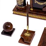 Настольный письменный набор с часами из природного камня обсидиана Royal Set варинант исполнения - 5 | Loft Concept в Твери