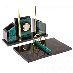 Настольный письменный набор из змеевика с часами Successful Leader варинант исполнения - 2 | Loft Concept в Твери