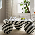 Дизайнерский журнальный стол круглый в чёрно-белую полоску Mypel варинант исполнения - 2 | Loft Concept в Твери